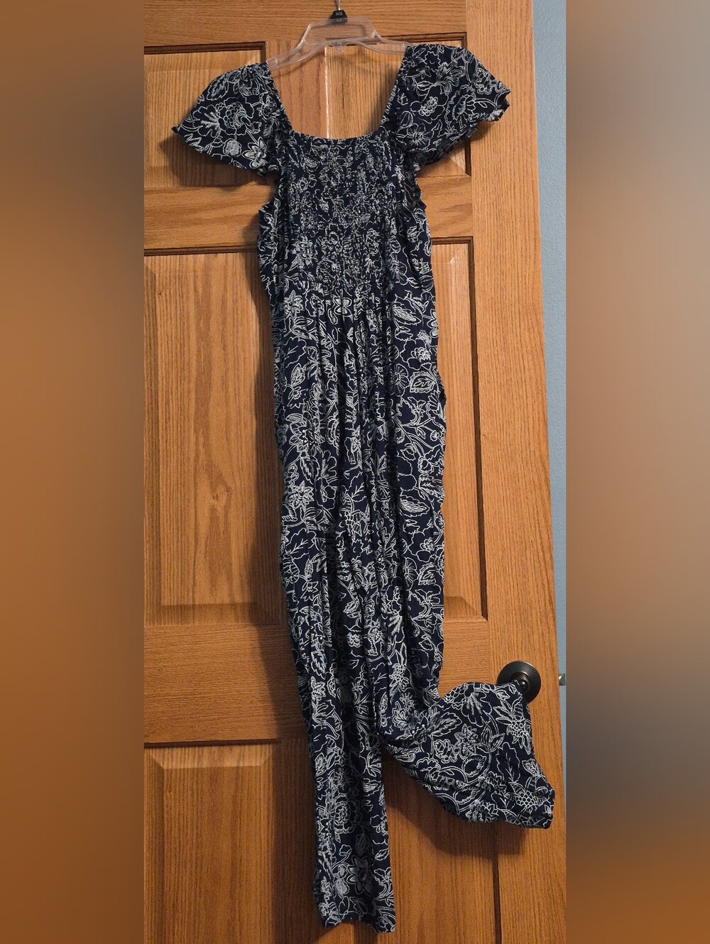 Women's Navy Blue Floral One-Piece Jumpsuit